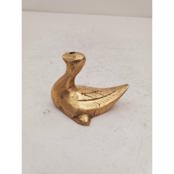 Vintage Brass Duck, Mid Century Home Decor, Woodland Creature, Brass Figurine, - Picture 2 of 10